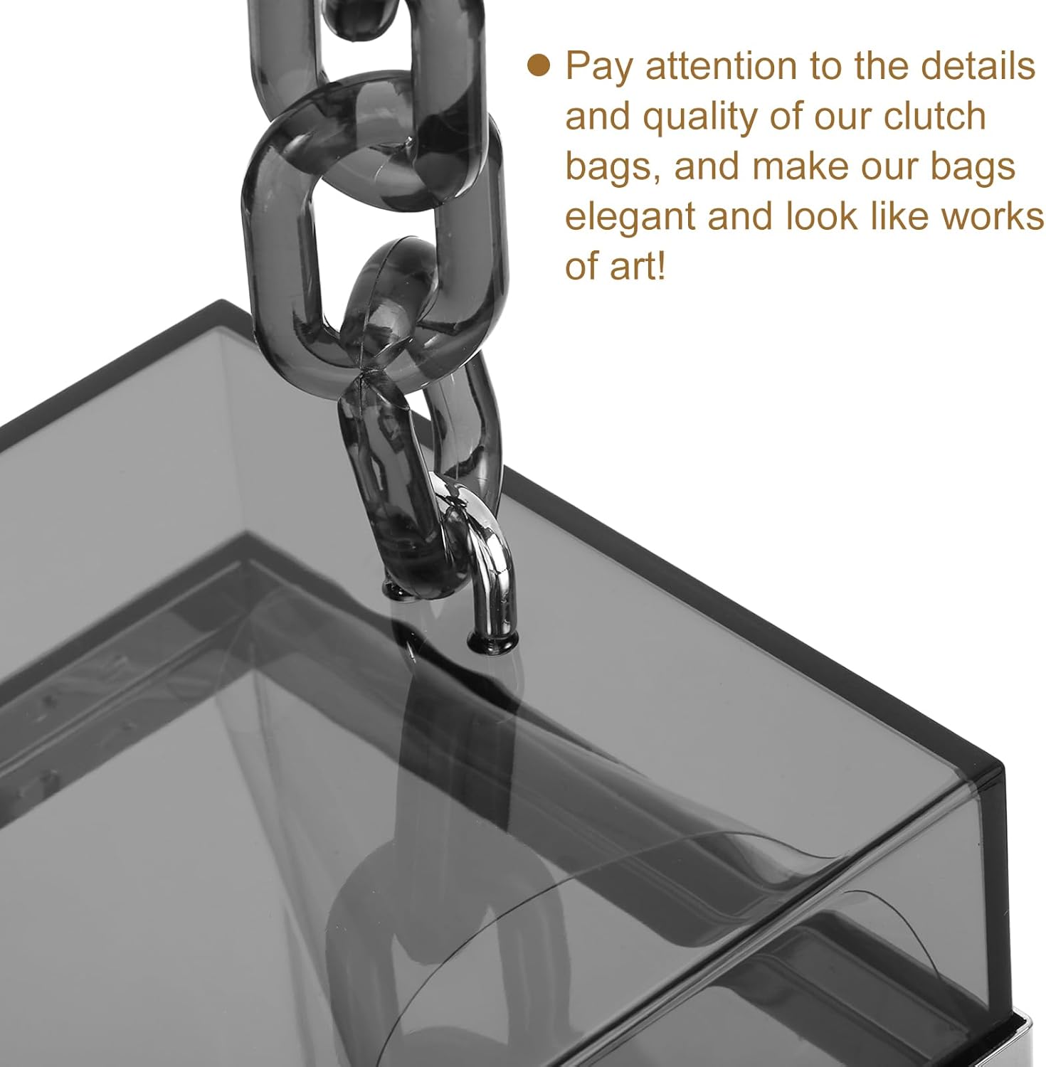 uxcell Women Acrylic Clear Clutch Purses Square Evening Handbag Box Purse for Wedding Prom Party, Black/Silver - Image 5