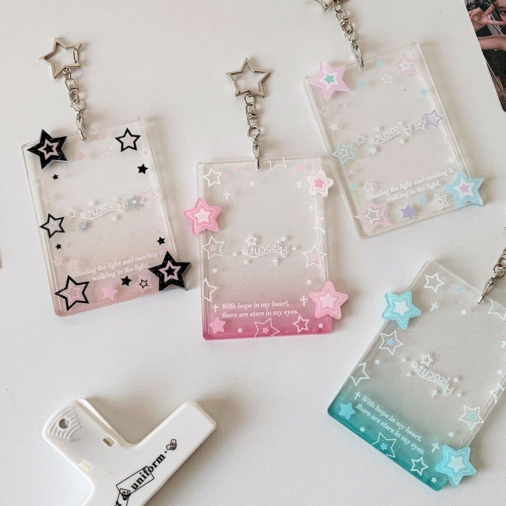 Lot De 4 Porte-Cartes Photo Star, Porte-clés Transparents Y2k, en Acrylique, Mignons, pour Album Photo