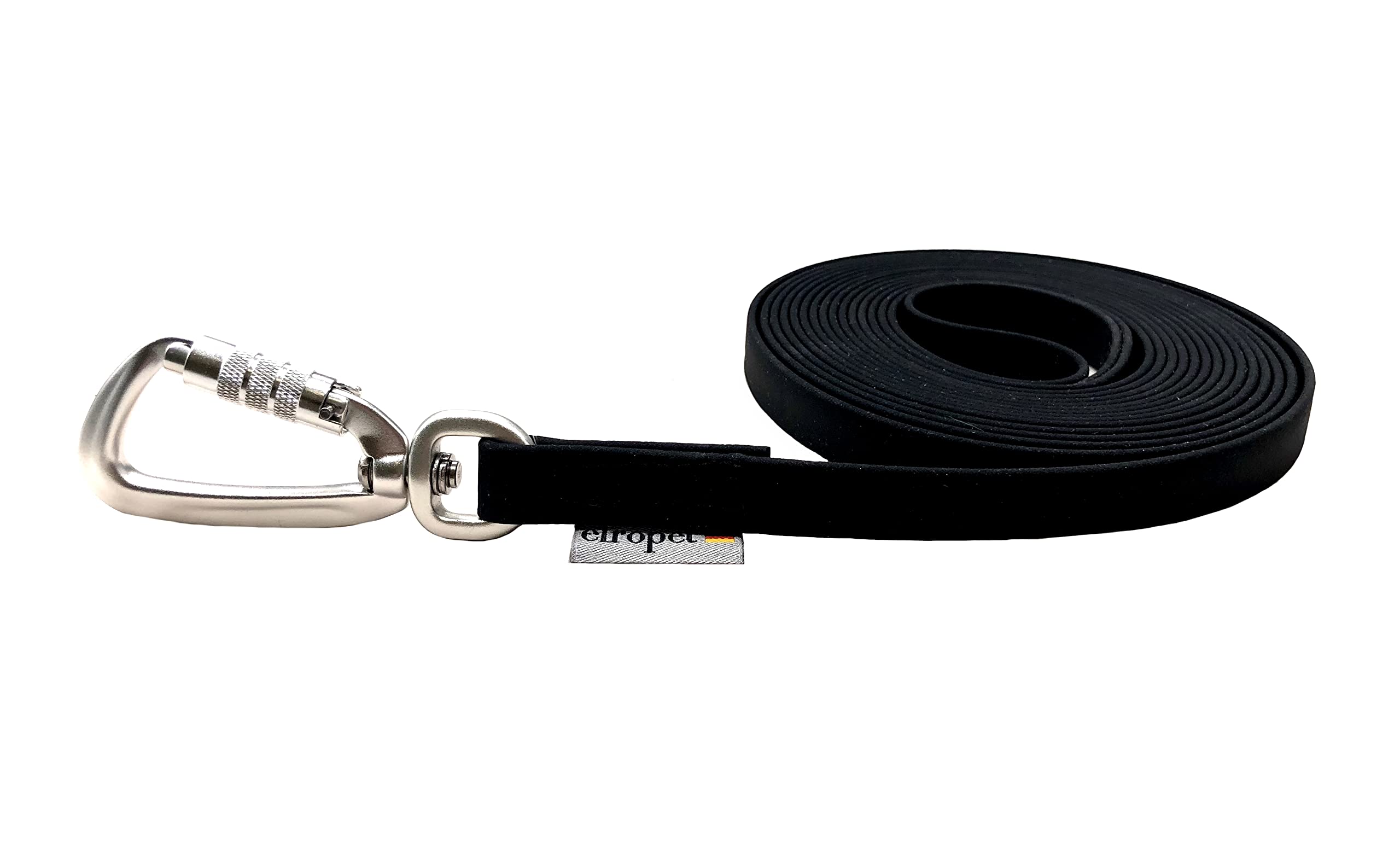 Schleppleine Biothane Hundeleine große Hunde 1m / 2m / 3m / 5m / 10m / 15m Sicherheitshaken (12m OHNE Handschlaufe, Schwarz)