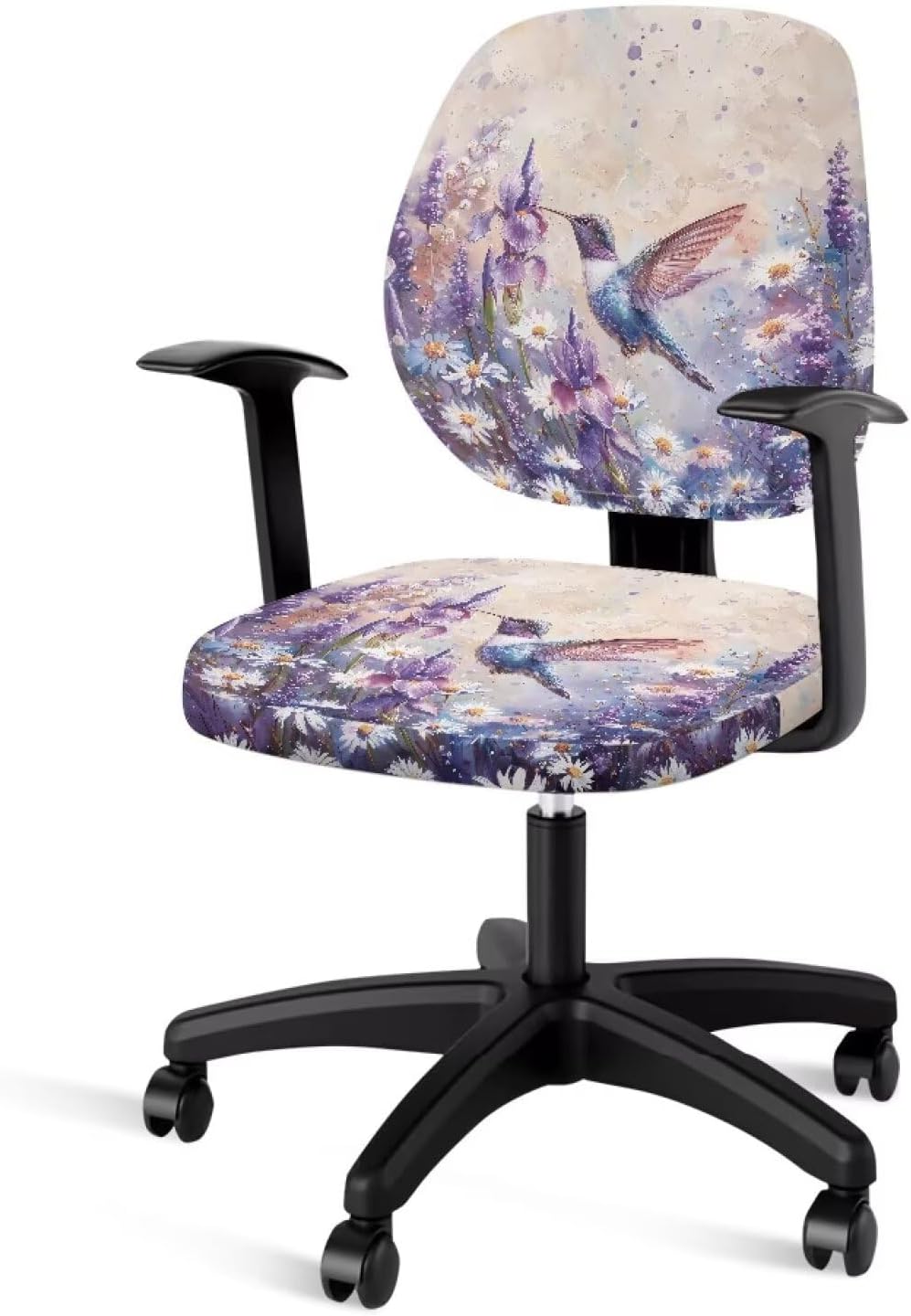 Talayituse Starfish Seashell Beach Print Office Computer Chair Covers, Split Stretchable Seat Cover Removable & Washable Rotating Chair Protective Slipcover
