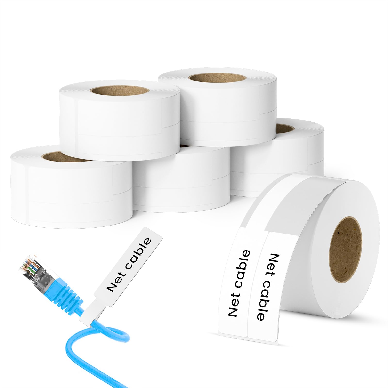 CLABEL Etichette termiche stampabili per cavi, 2,5 x 7,6 cm, bianche, 6 rotoli