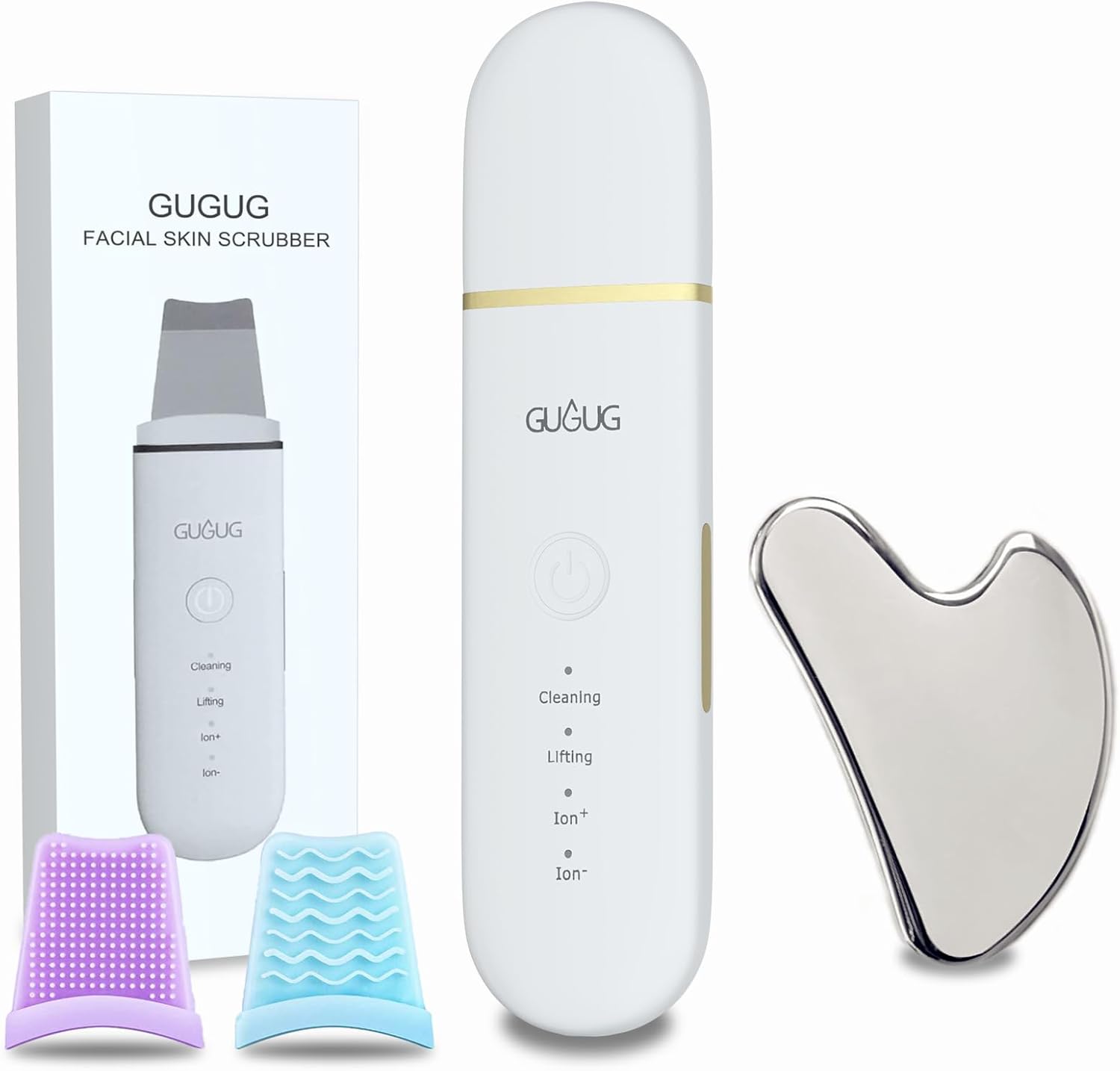 GUGUG Skin Scrubber Face Spatula & Stainless Steel Gua Sha Facial Tools Set