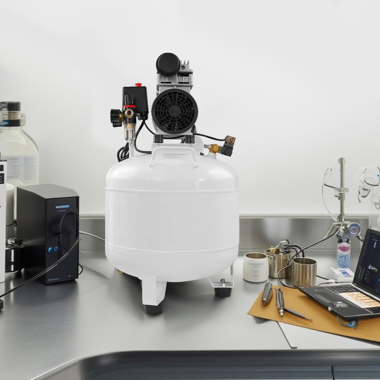 Sprężarka powietrza, 40 l, bezolejowa sprężarka sprężonego powietrza, 8 bar, 750 W, podwójny manometr, separator oleju i wody, do warsztatu, samochodu, farba w sprayu