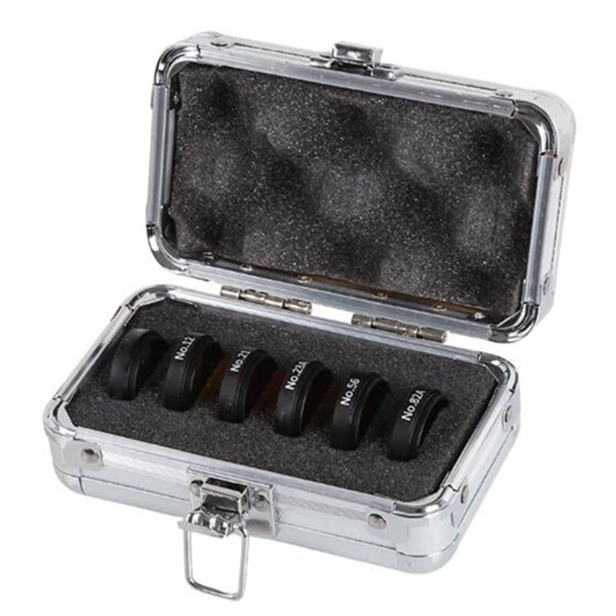 Kit de accesorios para microscopios Telescopio astronómico de la luna verde de la luna verde amarilla de la naranja amarilla envía una caja de aluminio Portaobjetos de microscopio(6 PCS with Box)