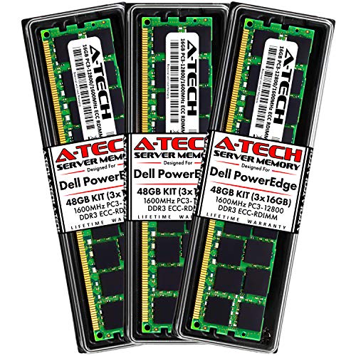 A-Tech 48GB (3x16GB) RAM Dell PowerEdge C6105, C6145, C6220, C6220 II, C8220, C8220X�T�[�o�[�p | DDR3 1600MHz ECC-RDIMM PC3-12800 2Rx