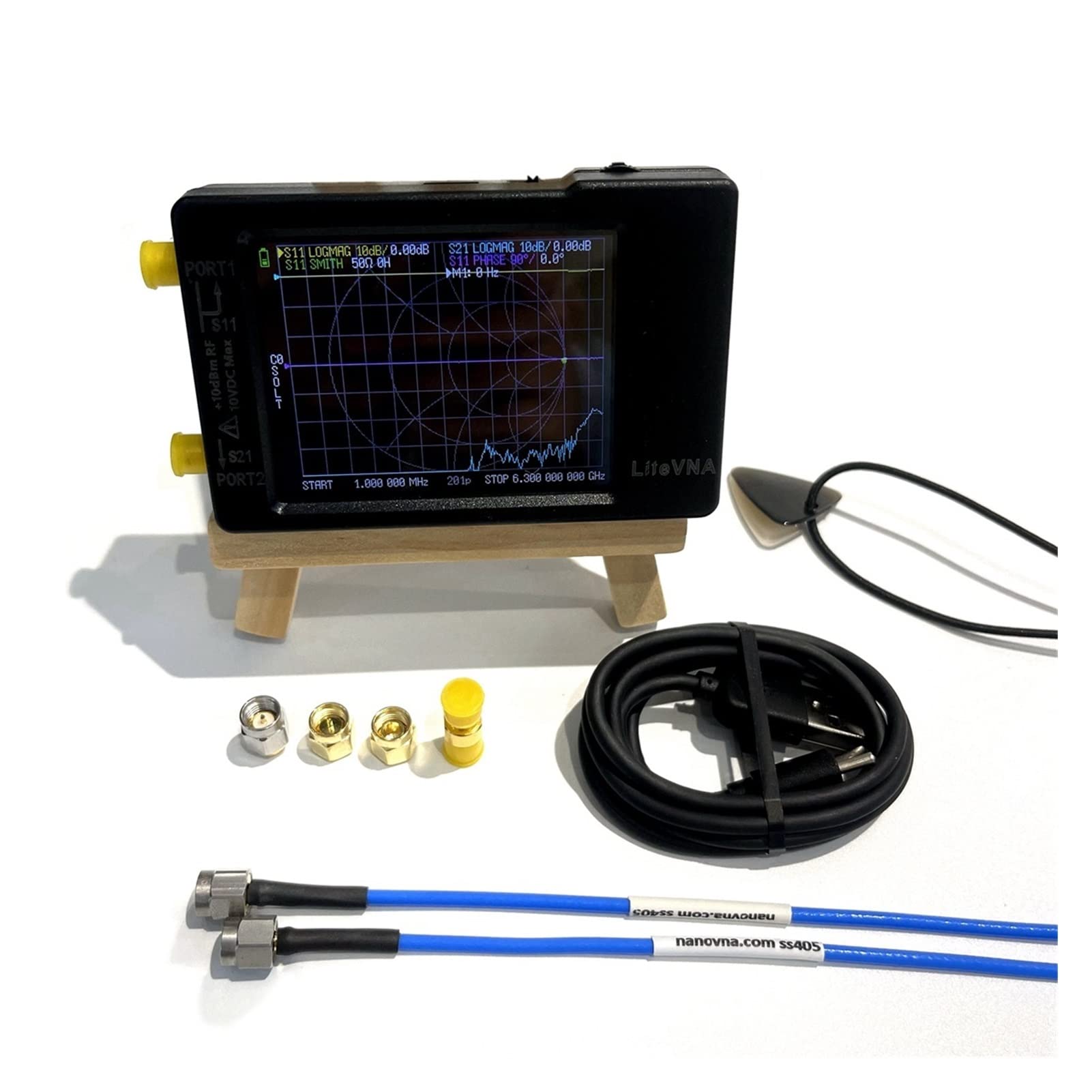 Network Analyzer, Vector Network Analyzer,50kHz ~ 6.3GHz LiteVNA 2.8" Display Vector Network Analyzer HF VHF UHF Antenna