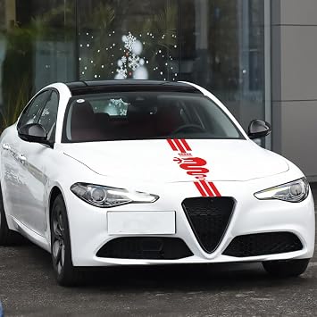Car Hood Decorative Stickers Stripe Personalized Decal Sports Stickers Suitable for Alfa Romeo Giulia Stelvio MiTo 147 159 156 4c Tonale Accessories Red