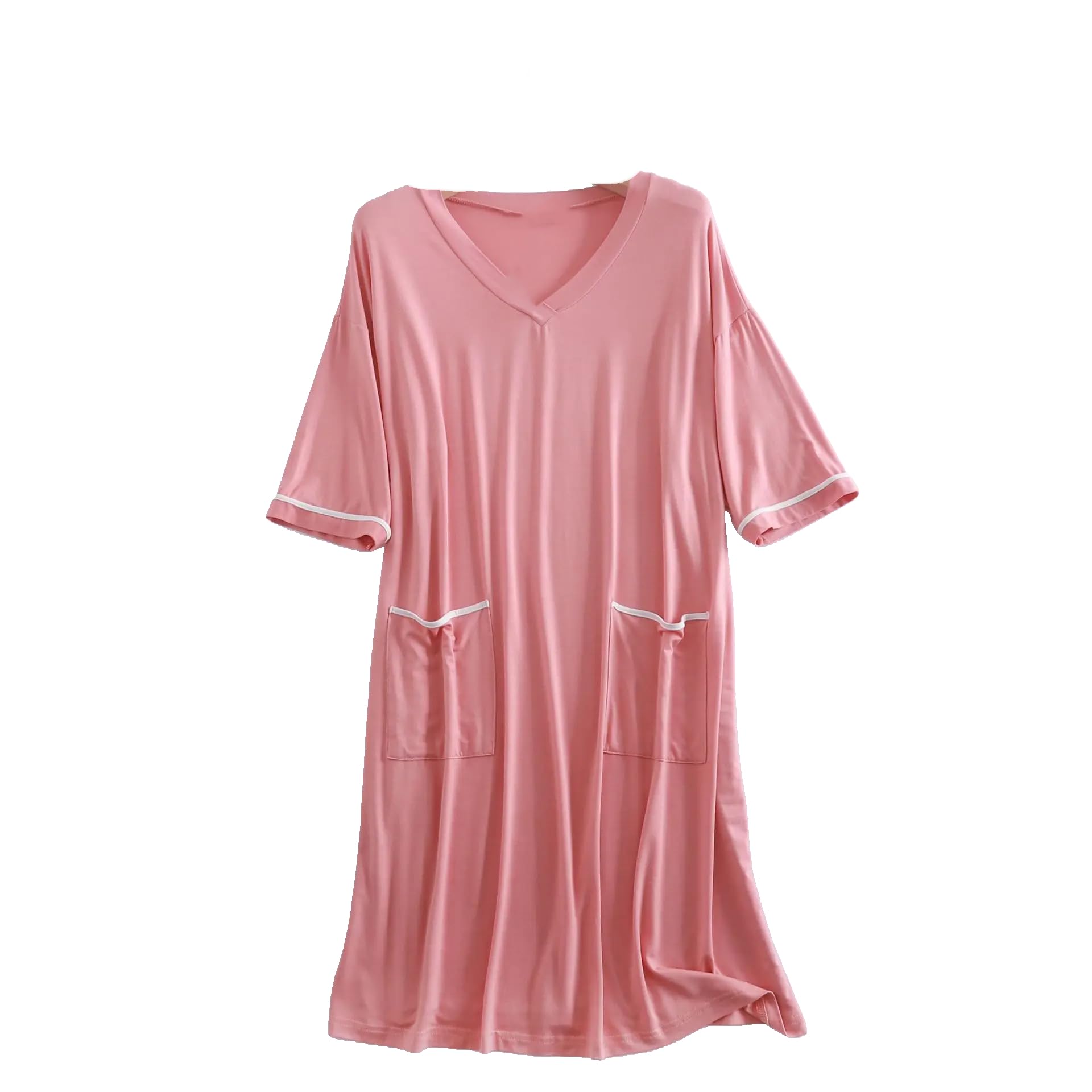 Chemise de nuit coton col v coupe ample avec poche pyjama d'été