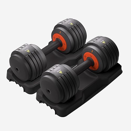 TOUSAINS Adjustable Dumbbell Set,5in1 15-55lbs Adjustable Weight Set for Home Gym,Space-Saving Design with storage box,Weight Set Home Gym Exercise Strength Training