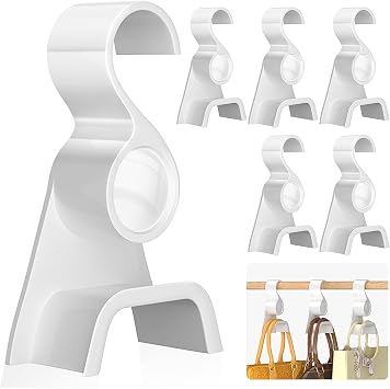 Acrylic Purse Organizer for Closet 6 Pcs,New Luxury Purse Bag Hanger Closet, Handbag Organizer Hooks for Hanging Bags & Purses, Protecting Bag Shape & Organizing Space White