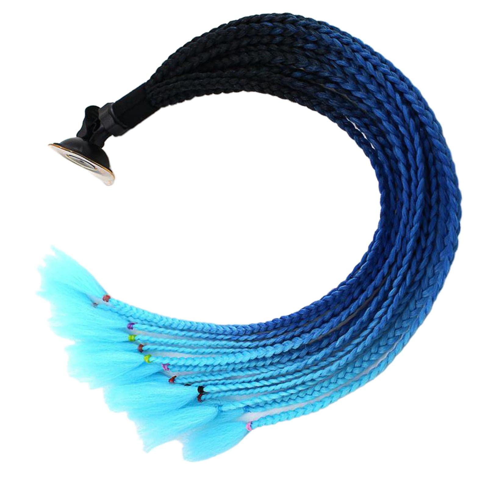 SECRET DESIRE 55cm Hair Helmet Pigtail Gradient Ponytail for Motorcycle Black Light Blue-image-49