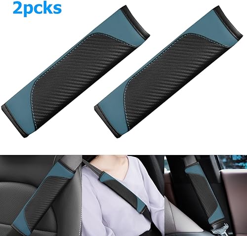 Miniatura 10 de AUCELI 2 fundas para cinturón de seguridad de automóvil, fundas de correa de hombro para cinturón de seguridad de fibra de carbono, almohadilla de