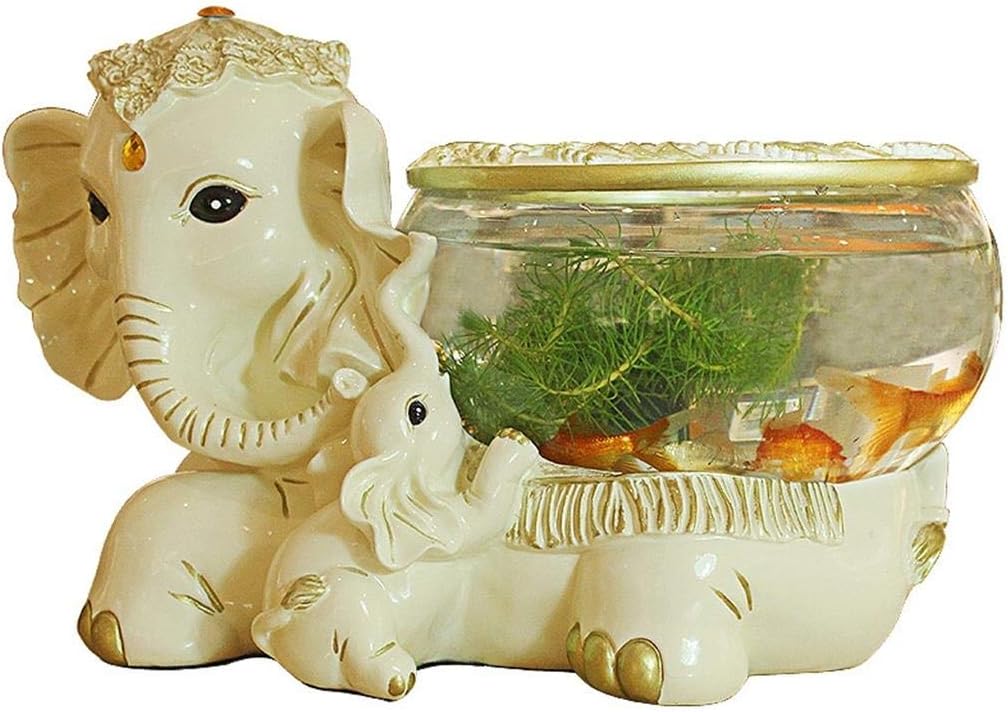 Fish Tank Uncle Sam LI - Resin Fish Bowls Aquarium Desktop ornament, of Elephant modeling for the Living room bedroom entrance decorations (Size : S(26 * 19 * 19cm))