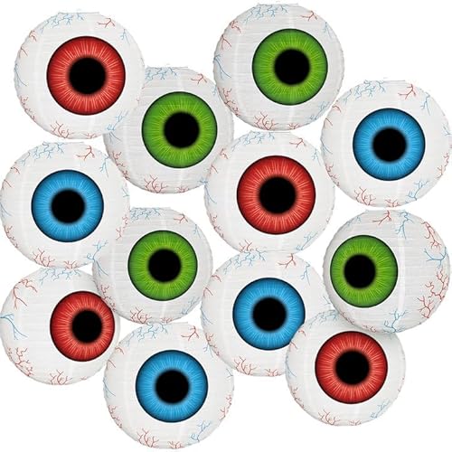 12 Pcs Halloween Scary Eyes Paper Lanterns 13 Inch Realistic