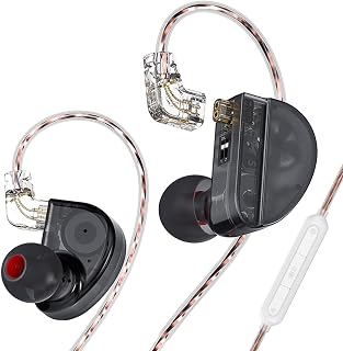 Linsoul CVJ Konoka 1 Vibrating Driver+ 1 DD +1 BA Triple Hybrid Driver in Ear Earphones with 4 Acoustic Modes, Detachable Oxygen-Free Copper 2 Pin Cable for Musician Audiophile (with Mic, Black)