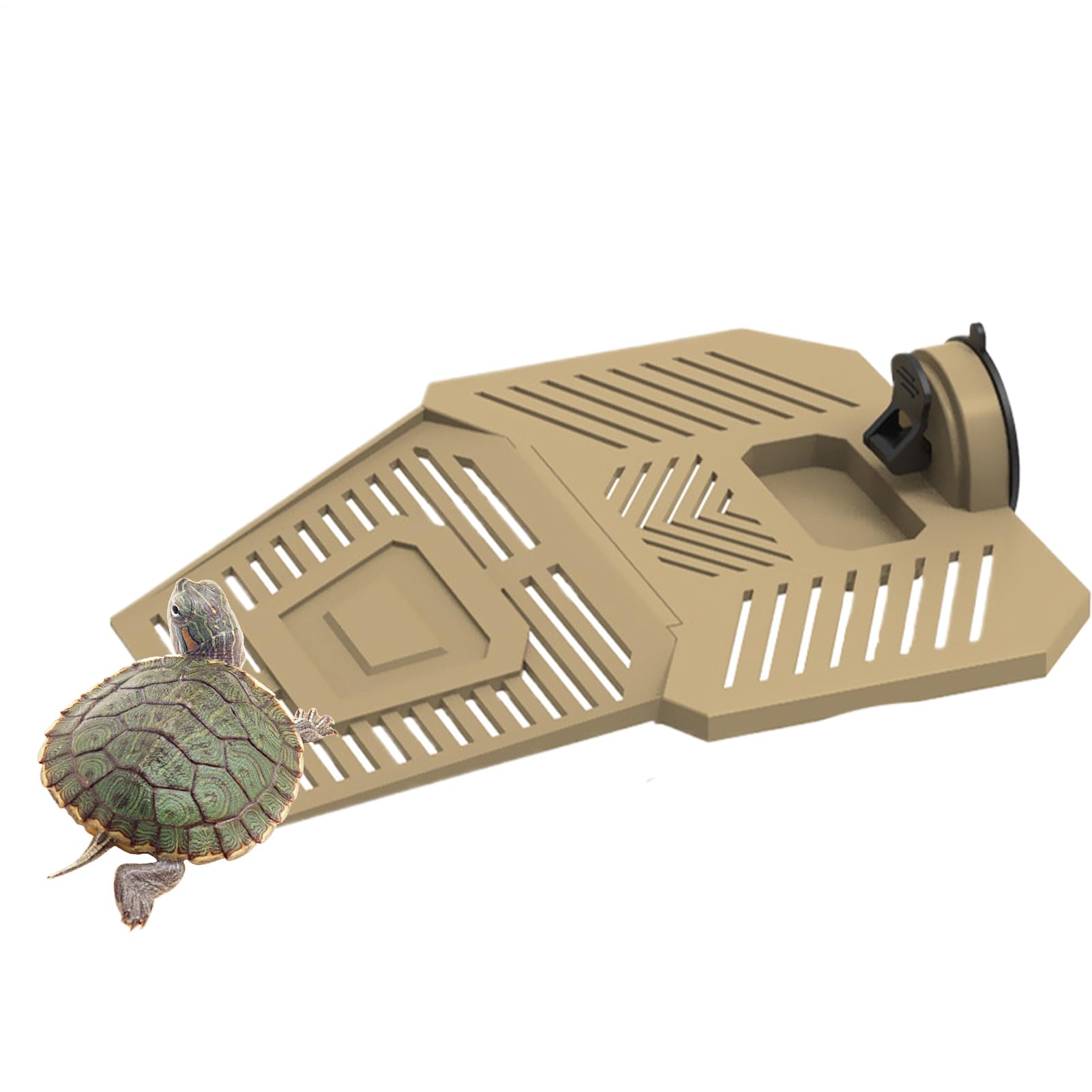Rampa Para Escalar Tortugas: Muelle Estable Para Tomar El Sol, Muelle Para Reptiles De Alta Tracción, Soporte De Succión Industrial, Bandeja Para Refrigerios Integrada, Accesorio Para Hábitat Acuático — view 10