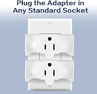 Vista 4 de Adaptador de pared de 3 tomacorrientes en forma de T, extensor de enchufe de 3 clavijas con conexión a tierra, 125 V 1875 W, enchufe de pared