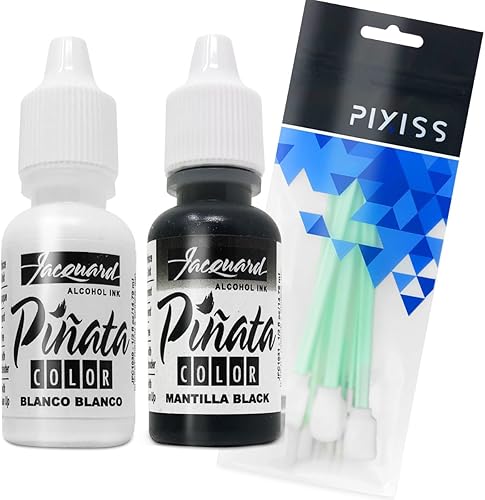Miniatura 1 de Paquete de tintas de alcohol para piñata jacquard en blanco y negro, blanco y mantilla y 10 herramientas de mezcla de tinta Pixiss