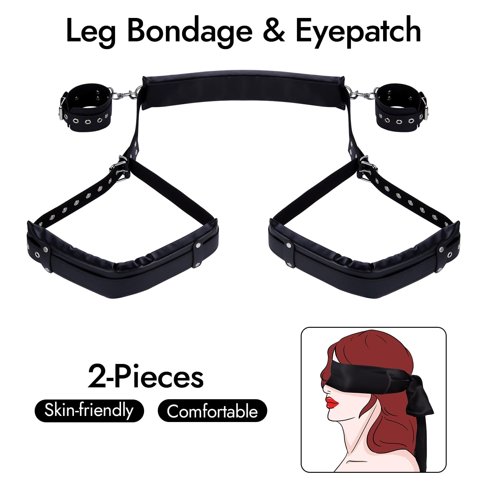 Kits de ataduras sexuales BDSM: correas de cuero para piernas,juguetes sexuales para adultos para hombres, mujeres y parejas, juegos previos de placer | Negro1