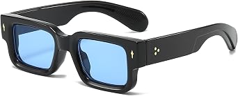 Retro Thick Rectangular Sunglasses for Men and Women Vintage Square Chunky Glasses