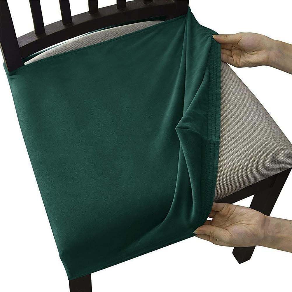 Fundas de Asiento de Silla de Comedor de Terciopelo Fundas de Cojín Tapizadas para Silla Elástica Fundas de Asiento de Silla Súper Suave Protector para Cocina Hotel Boda