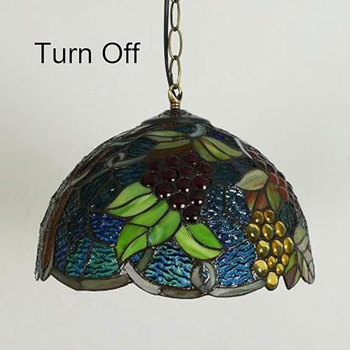 Miniatura 10 de Tiffany - Pantalla de repuesto con tapa, pantalla de cristal de uvas mediterráneas, cuentas de cristal, hoja verde, azul, chimenea, solo para