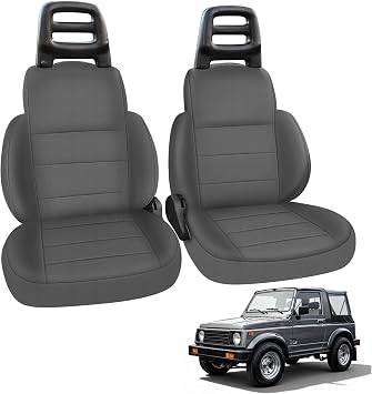 SAPUBK Front Seat Covers Replace for 1986-1995 Suzuki Samurai Sports Buckets Seat with Plastic Headrests, Premium Neoprene with Composite Soft Foam Lining Breathable Seat Cover Cushion