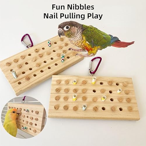 Parrot Chewing Toy with Wooden Corks and Paper Tubs Hanging Chewing Toy Wear-Resistant Wooden Parrot Toys Bird Toy Interesting Bird Cage Accessories