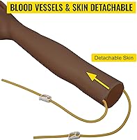 Vista 4 de VEVOR Kit de práctica IV Kit de práctica de flebotomía con piel oscura, kit de práctica de venipuntura, kit de aprendizaje de habilidades