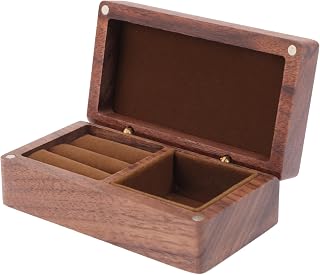 GAROZATION Portable Wooden Jewelry Box for Rings Earrings Necklaces Compact Jewelry Organizer for Travel and Daily Use