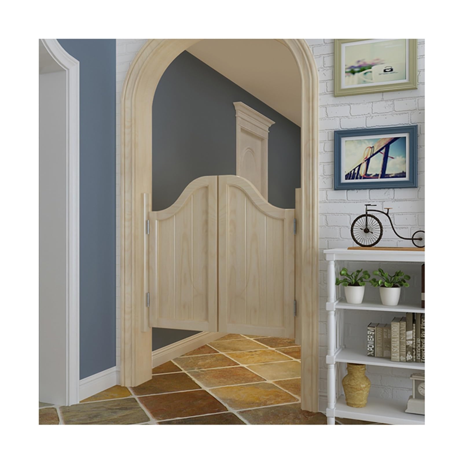 Porta divisoria in legno massello a chiusura automatica a doppio effetto, stile saloon a mezza altezza, per bar, cucina, ristorante, ingresso interno porta cowboy con cerniere a chiusura automatica