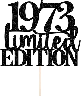 Limited EDITION 1973 cake topper 52th birthday happy birthday cake topper men and women cheer 52 years old handmade black glitter cake decoration (1973)