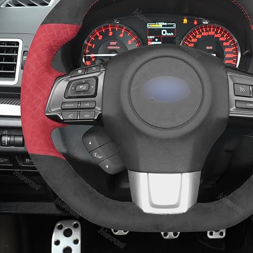 Miniatura 8 de MEWANT Funda de cuero genuino negro (perforada) y cuero rojo para Subaru WRX (STI) 2015-2019  Levorg 2015-2019WRX Accesorios para cubierta de volante