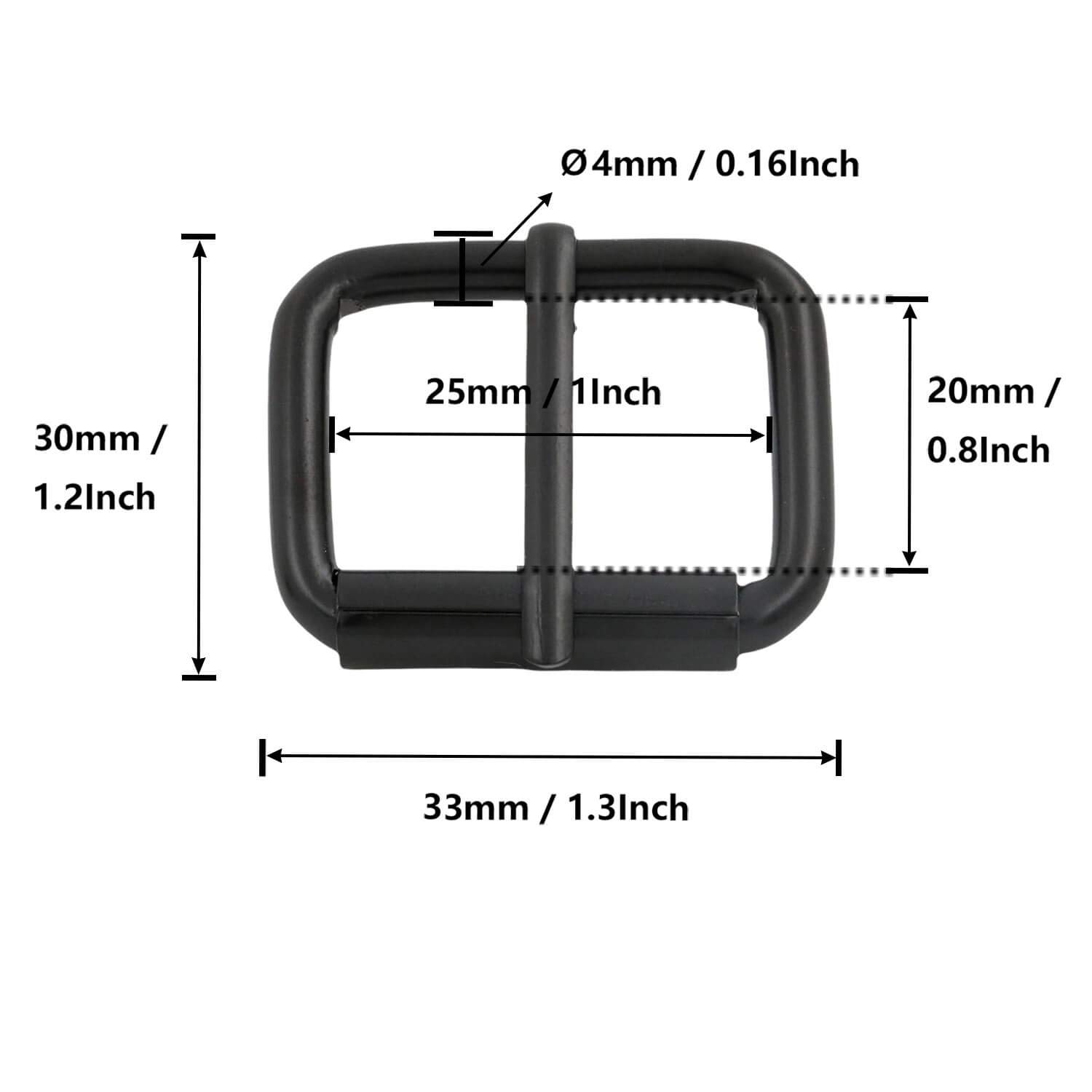 BIKICOCO Roller Buckle, 1 x 3/4 Inch Heel Rolling Bar Buckles for Bags Leather Webbing Straps Black - Pack of 30 - Image 2