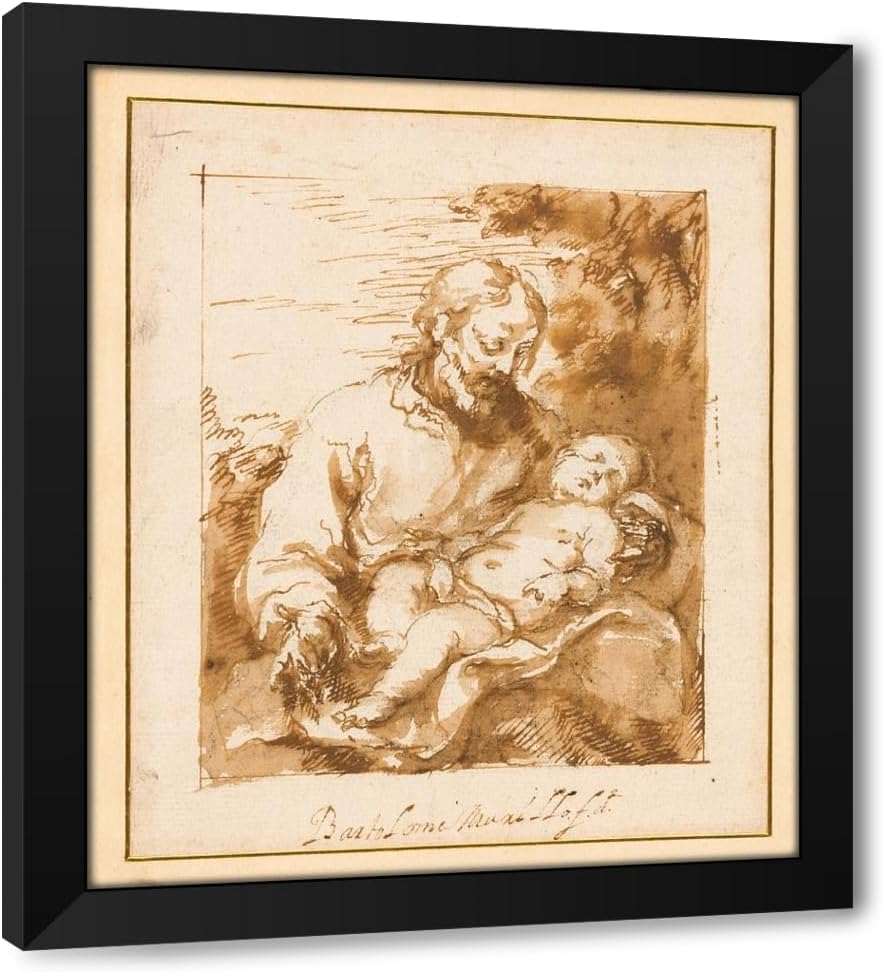 ArtDirect Saint Joseph and the Sleeping Christ Child (1670-75) Custom Framed Art Print Giclee Print or Canvas Options with Various Sizes and Customization by Bartolomé Estebán Murillo