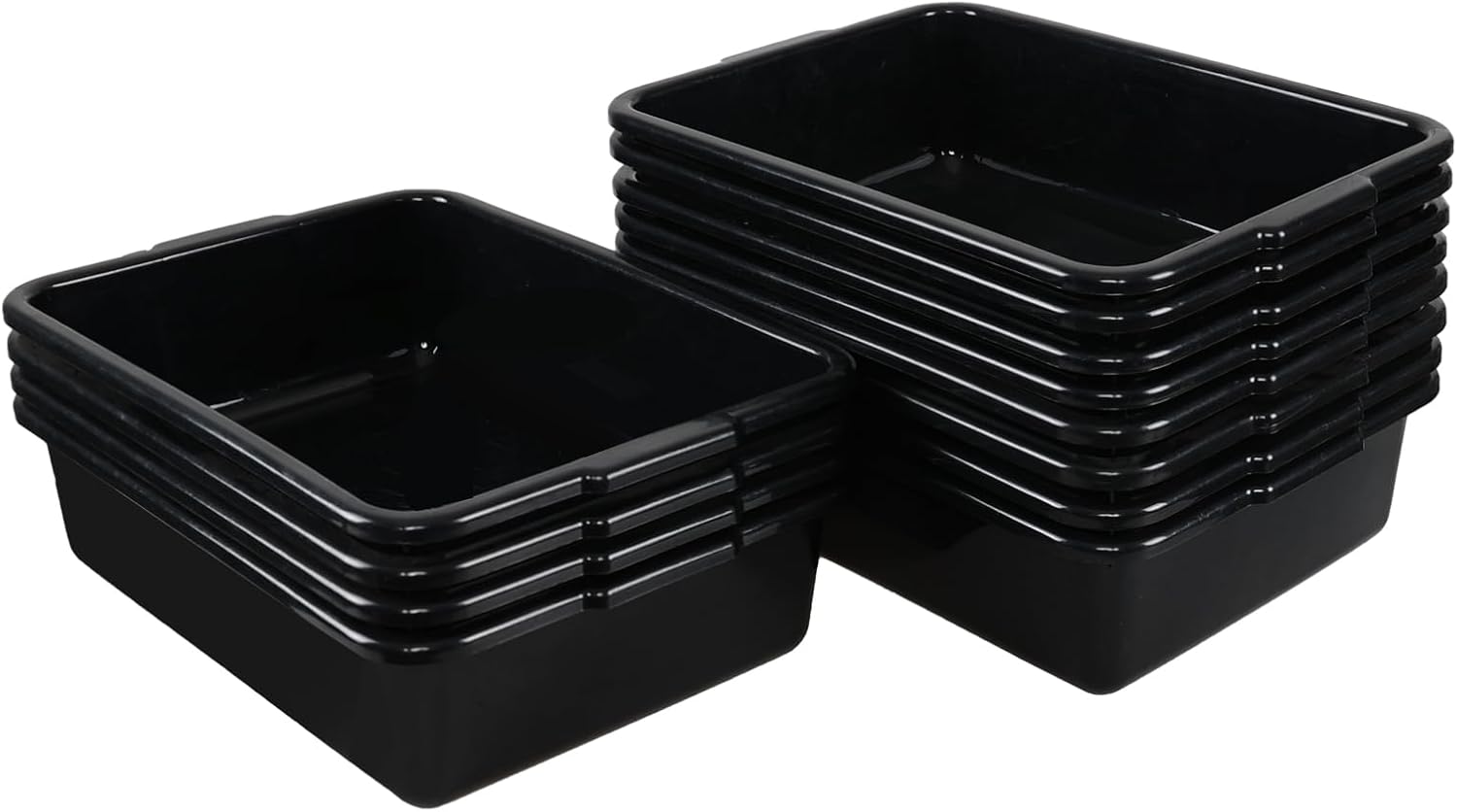13 L 12-Pack Plastic Bus Boxes, Restaurant Bus Tub, Commercial Food Grade Meat Tubs, Black