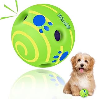 Wobble Giggle Dog Ball, Interactive Chew Wobble Wag Giggle Ball for Dogs with Funny Sounds, Squeaky Dog Toys Ball for Relieve Anxiety, Grinding Teeth, Gifts for Dogs-3.46''(Small)