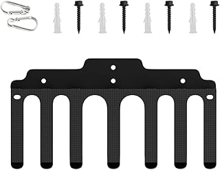 Soporte de pared para barra con 7 ganchos, para gimnasio, hogar, garaje, fitness, ejercicio, levantamiento de pesas, pesas rusas