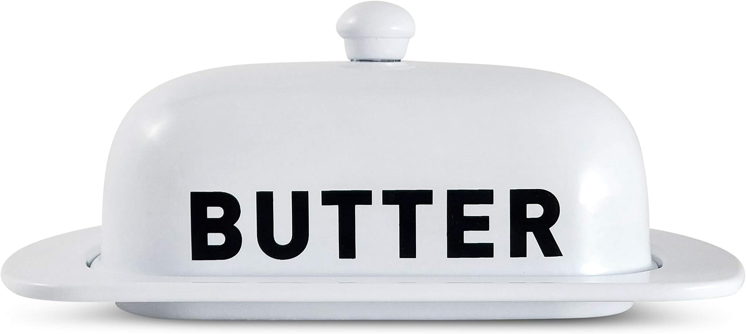 Metal Storage Canisters and Containers for Home and Kitchen Organization, Function, and Decor (White Butter Dish)