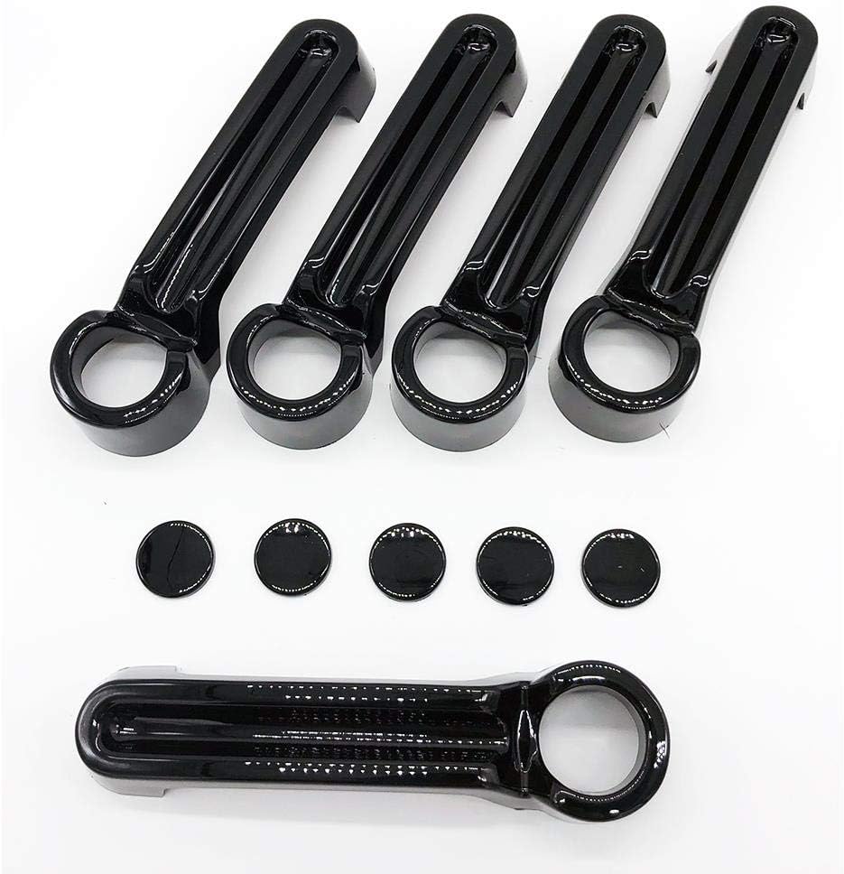 Exclusive Glossy Black Series Stick-On Full 5pcs Door Handle Overlay Cover Compatible with 2006-2018 Jeep Wrangler+Liberty+Nitro