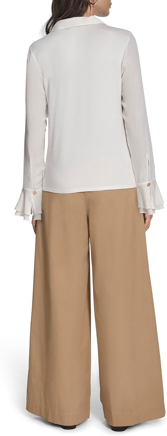 BCBG Women's Long Sleeve with Metallic Button Collar - Image 4