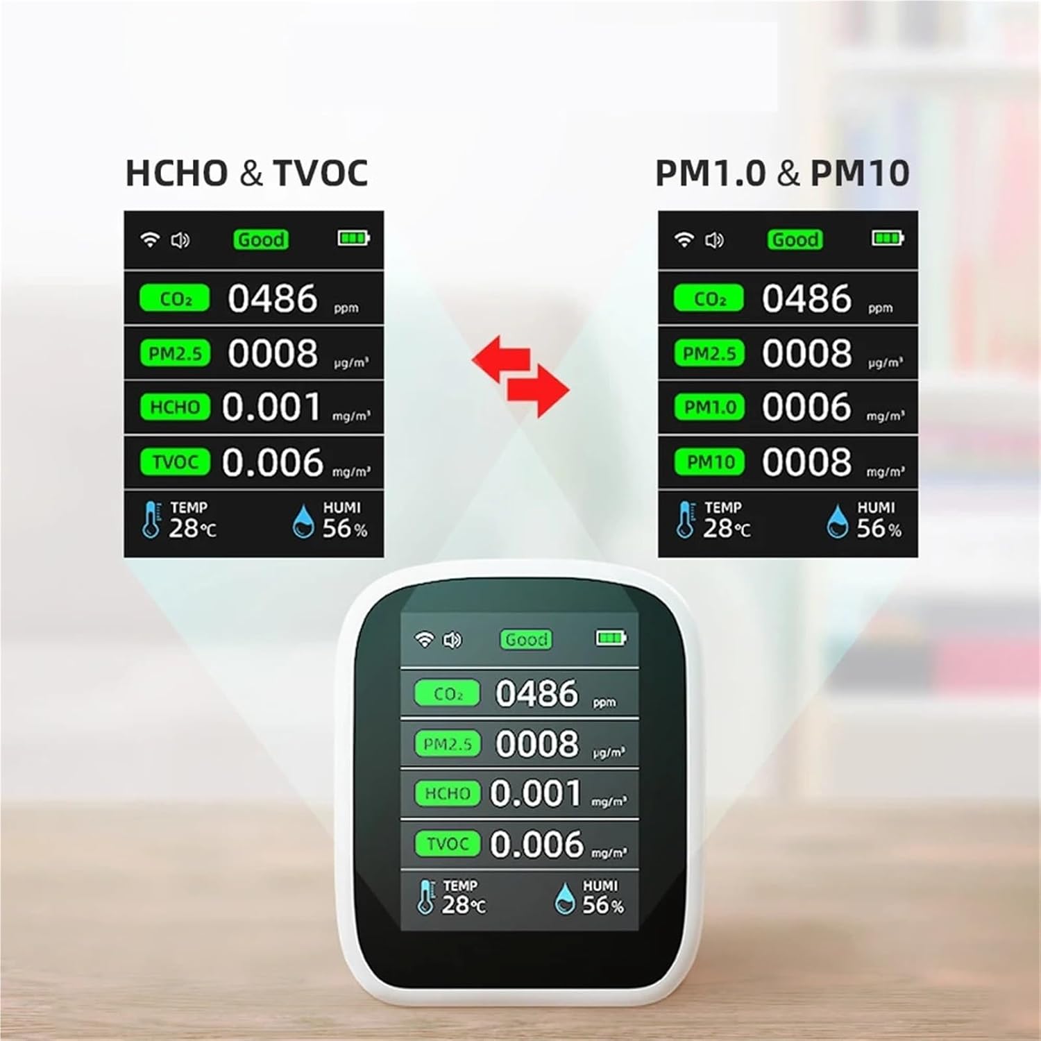 co2センサー 空気質テスター PM2.5 CO2 大気汚染分析装置 温度湿度テストメーター 高い測定精度(PM2)