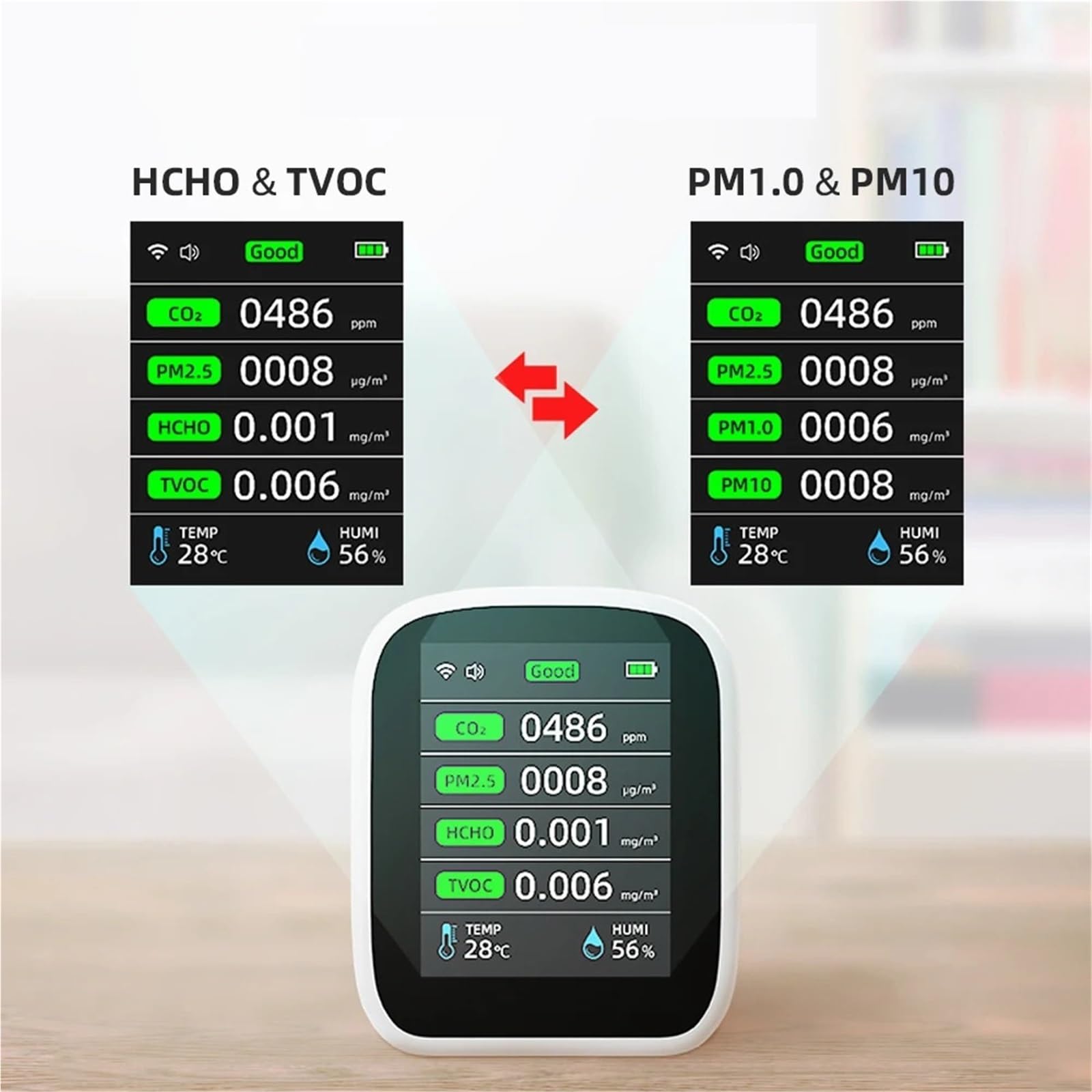 Compteurs de qualité de l'air, Testeur de qualité de l'air PM2.5 Analyseur de pollution atmosphérique CO2 Testeur de température et d'humidité(CO2)