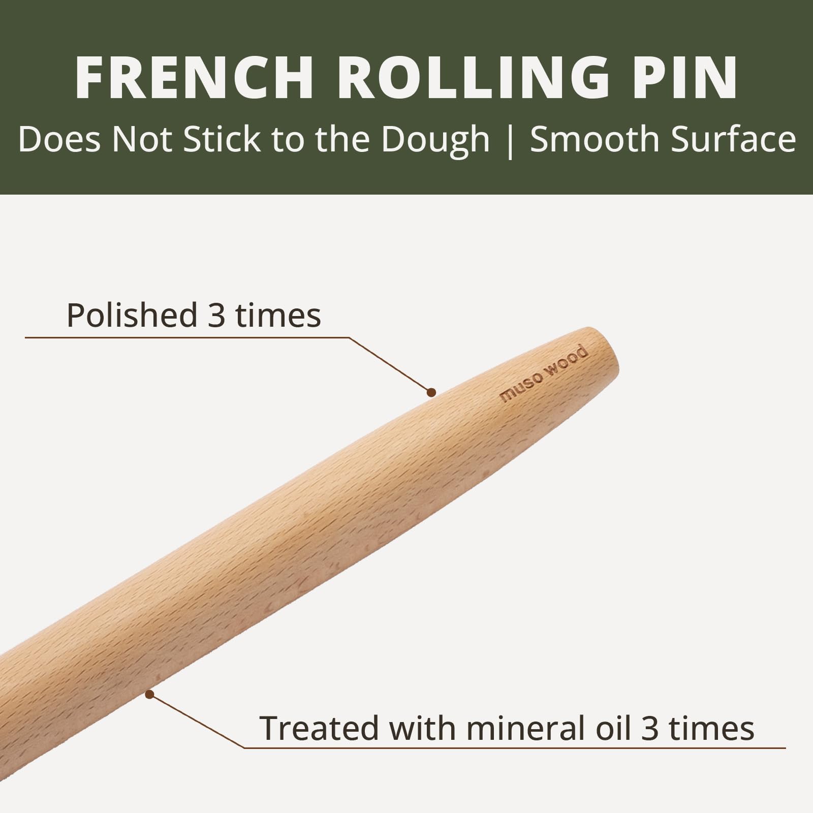 Marcato Heritage Il Mattarello Rolling Pin | Borough Kitchen