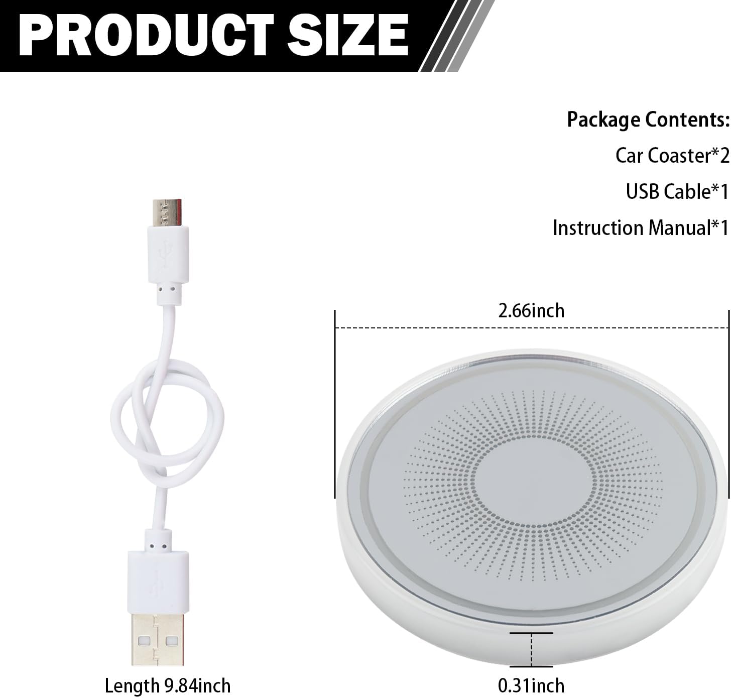 2PCS Light up Car Coasters for Cup Holders,LED Car Cup Coasters with 3 Modes/7 Colors to Decorate Cars,Smart Vehicle Accessories Chargeable LED Cups Holder Lights for Cars - Image 2