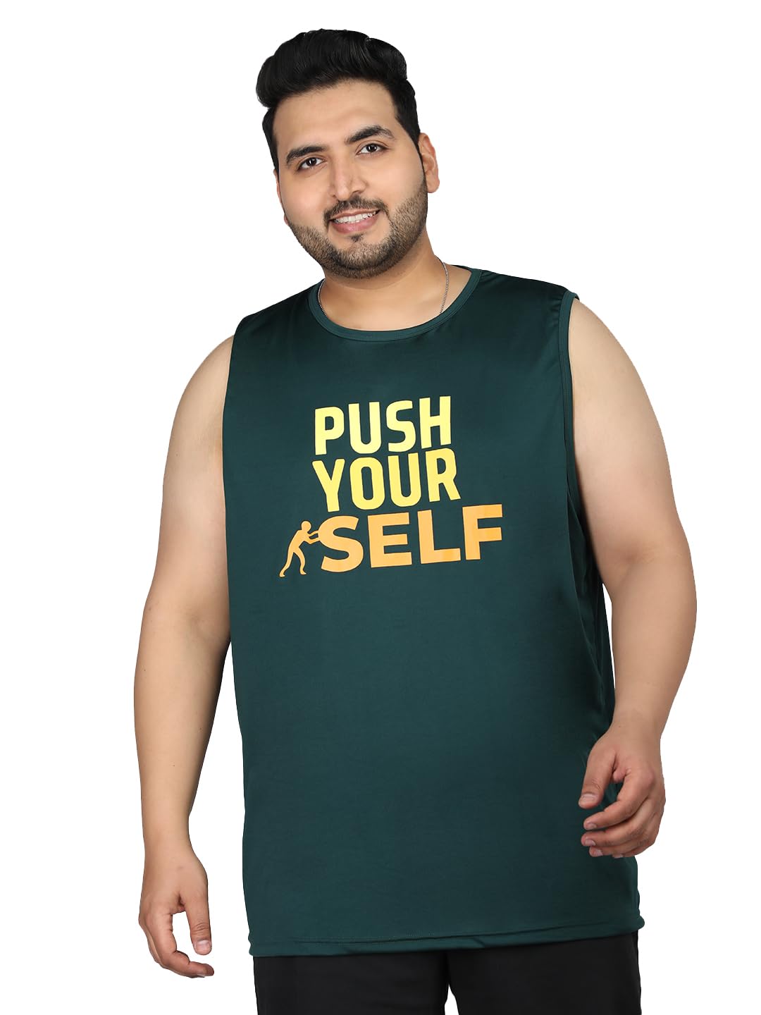 CHKOKKOMen's Polyester Regular Fit Printed Gym Tank Tops Sports Sleeveless Vests