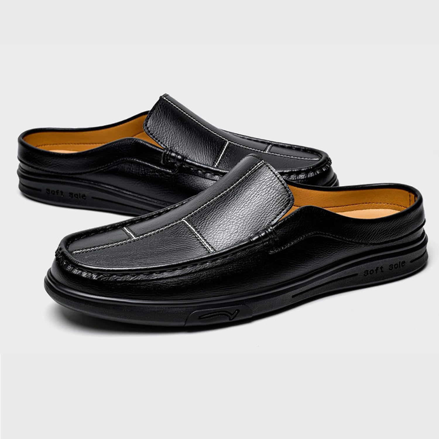 Men's Handmade Flat Mules Clogs Comfortable Slip On Lightweight Breathable Non-Slip Dress Backless Loafers for Causal Work Driving Office Everyday Wear - Image 4