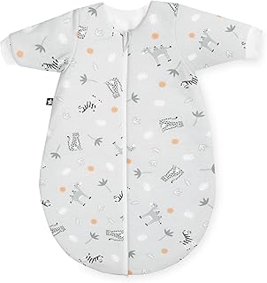 Julius Zöllner Winterschlafsack Jersey, warme Füllung 2,5 TOG, waschbar bei 60°C, Made in Germany, Oeko TEX Standard 100, Savanne grau, Gr. 50/56