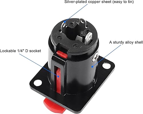 Miniatura 3 de XMSJSIY Conector adaptador de conector de audio estéreo de 1/4 de pulgada y 0.250 in, montaje en panel de enchufe hembra TS/TRS de 0.250 in con