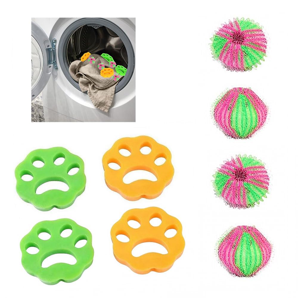 crazy bean 8 Pieza Atrapa Pelos Lavadora Mascotas Quita Pelos Mascota Perros Gatos Recoge Pelusas Reutilizable Bolas Atrapa Pelos para Lavadora Ropa Pelos